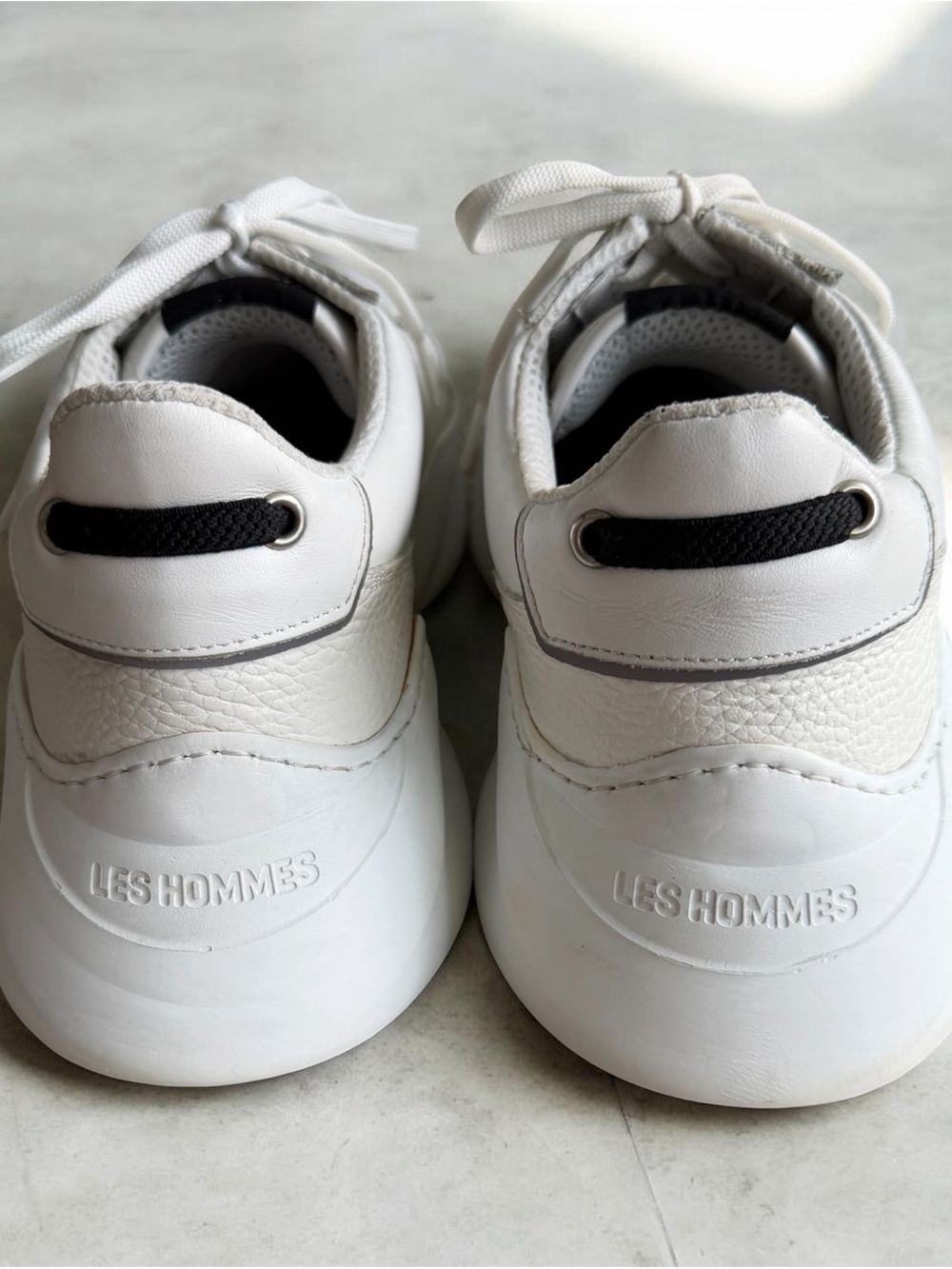 Les Hommes White and Gray Chunky Leather Sneakers Size 11 View 4
